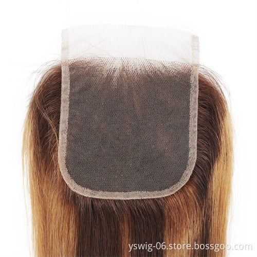 YS Piano Color Super Double Drawn Human Hair Bundles With Closure,Double Drawn Cuticle Aligned Brazilian Hair Bundles Vendors